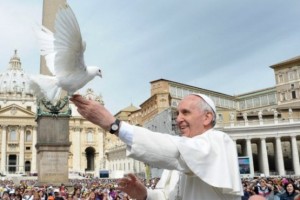 Pope Francis and a dove