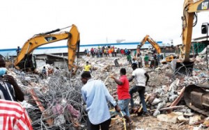 Scene of the collapsed SCOAN building on Tuesday.