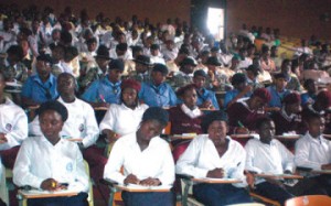 Secondary school pupils in a class.