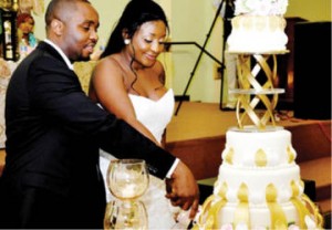 Philip and Ini during the wedding