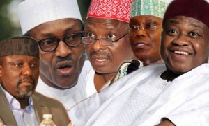Rochas Okorocha, Muhammadu Buhari, Rabiu Kwankwaso, Atiku Abubakar and Sam Nda- Isaiah.