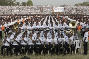 Pictures of Godswill Akpabio Unity Choir during the Guinness World Records Attempt at Uyo Township Stadium. 